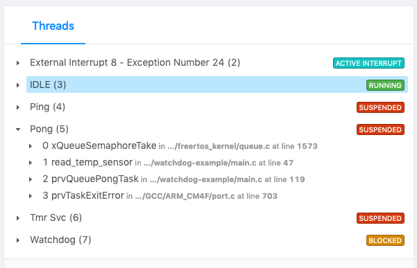 NRF52 watchdog crash memfault