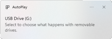 Windows11 Autoplay popup