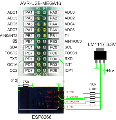 ESP8266 connection AVR USB MEGA16
