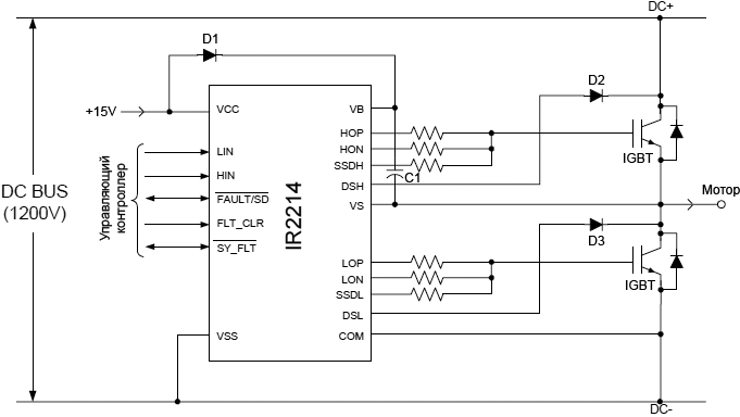 IR2214 typical connection