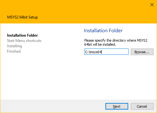 MSYS2 install path
