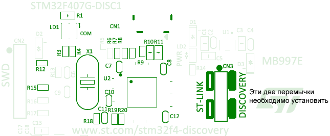 STM32F4DISCOVERY internal SWD debug top